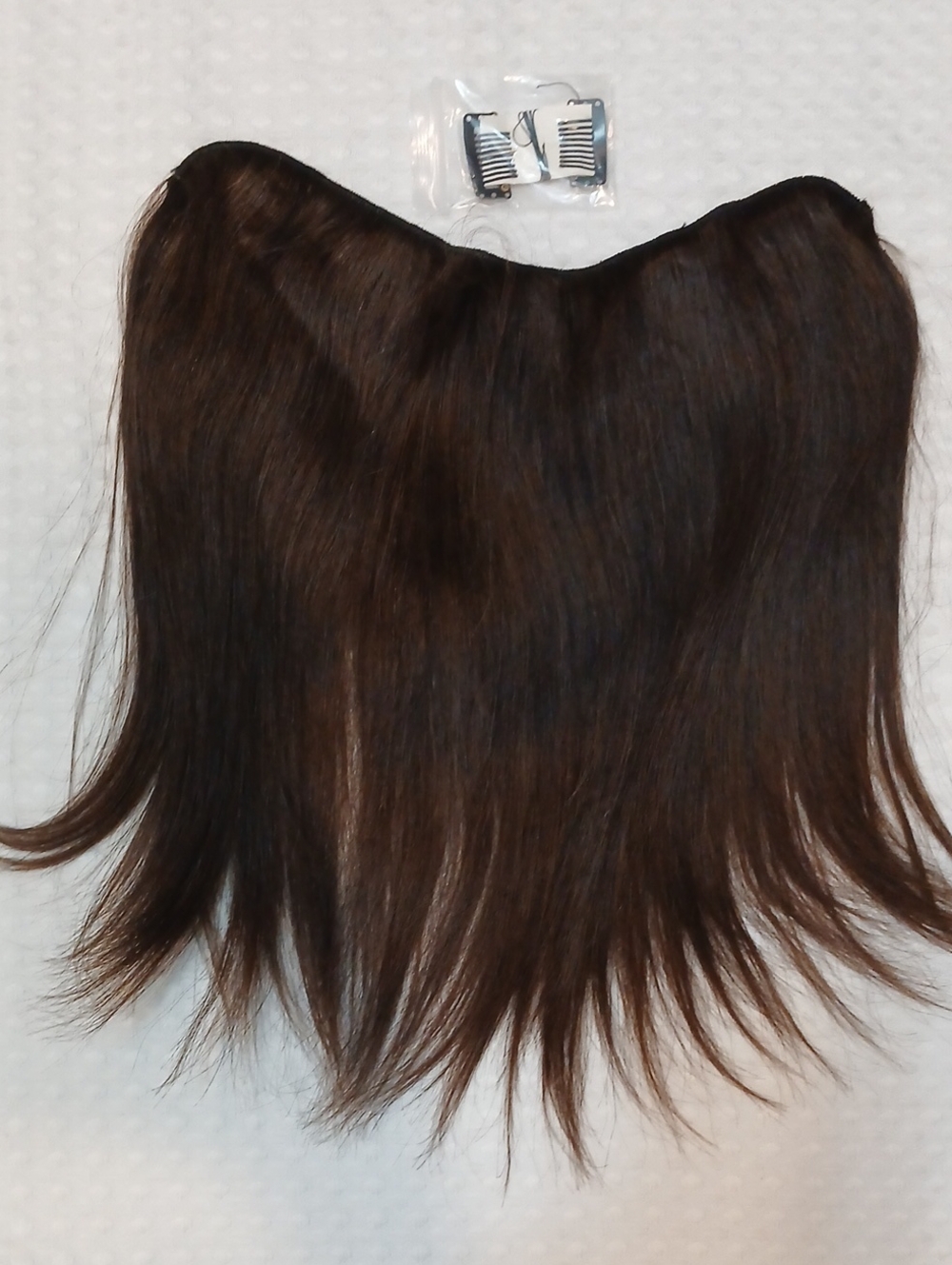 Dark Brown Clip-In Humam Hair Fringe/Extension - Lightweight Natural Look